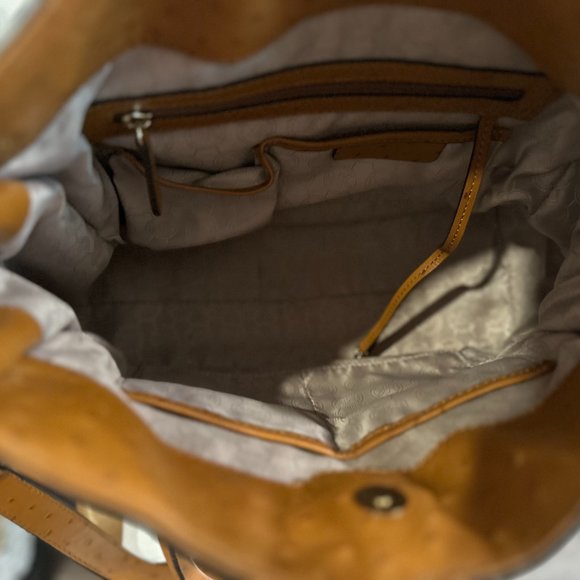 Authentic Michael Kors Large Hamilton Ostrich Embossed Leather Shoulder Satchel - Picture 15 of 16